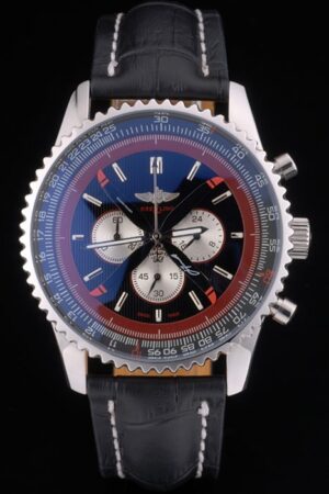 Breitling Certified Black Leather Strap Black Dial Chronograph 80176