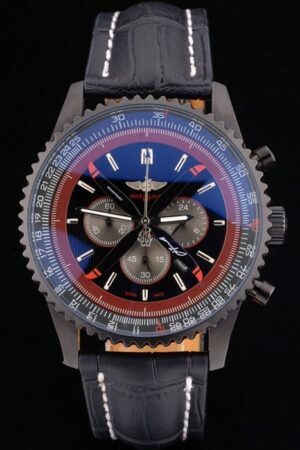 Breitling Certified Black Leather Strap Black Dial Chronograph 80179