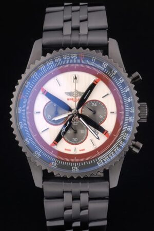 Breitling Certified Black Stainless Steel Strap Beige Dial Chronograph 80171