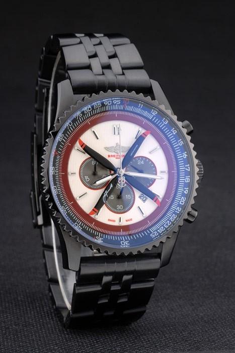Breitling Certified Black Stainless Steel Strap Beige Dial Chronograph 80171