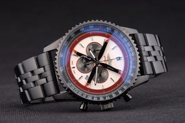 Breitling Certified Black Stainless Steel Strap Beige Dial Chronograph 80171