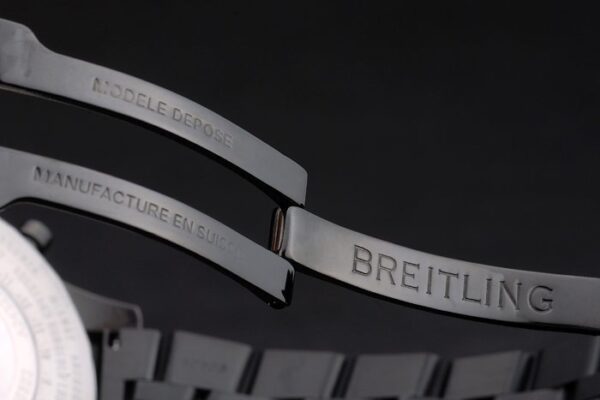 Breitling Certified Black Stainless Steel Strap Beige Dial Chronograph 80171