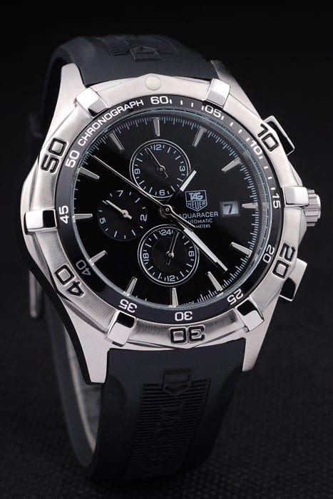 Tag Heuer Aquaracer Tachymeter Bezel Black Dial Black Rubber Strap