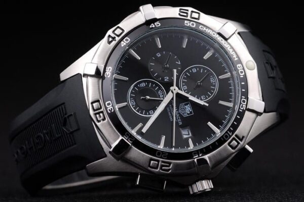 Tag Heuer Aquaracer Tachymeter Bezel Black Dial Black Rubber Strap
