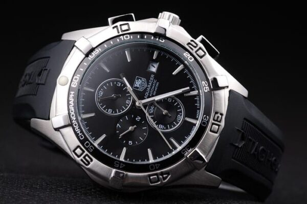 Tag Heuer Aquaracer Tachymeter Bezel Black Dial Black Rubber Strap