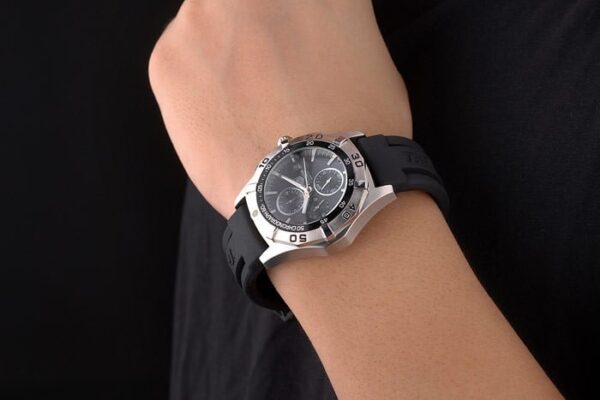 Tag Heuer Aquaracer Tachymeter Bezel Black Dial Black Rubber Strap