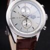 Tag Heuer SLR Brushed Stainless Steel Case Silver Dial Brown Leather Strap