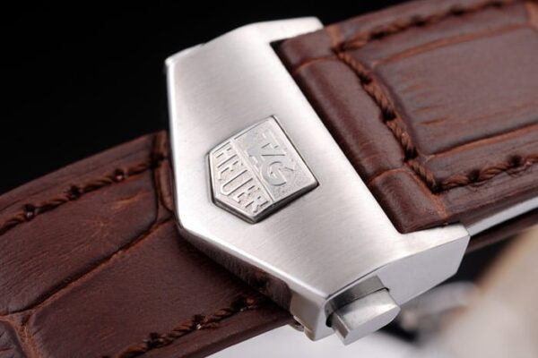 Tag Heuer SLR Brushed Stainless Steel Case Silver Dial Brown Leather Strap