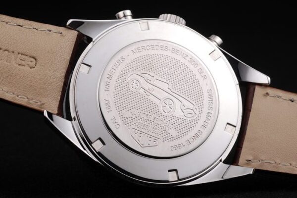 Tag Heuer SLR Brushed Stainless Steel Case Silver Dial Brown Leather Strap