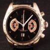 Tag Heuer Carrera Rose Gold Case Black Dial Black Leather Strap