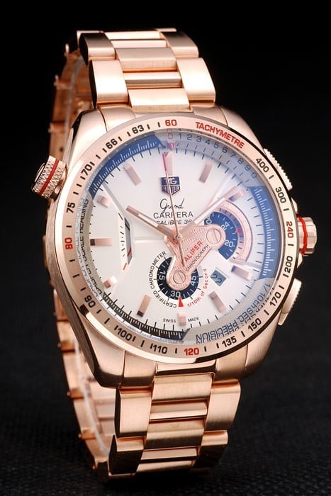 Tag Heuer Carrera Rose Gold Case White Dial