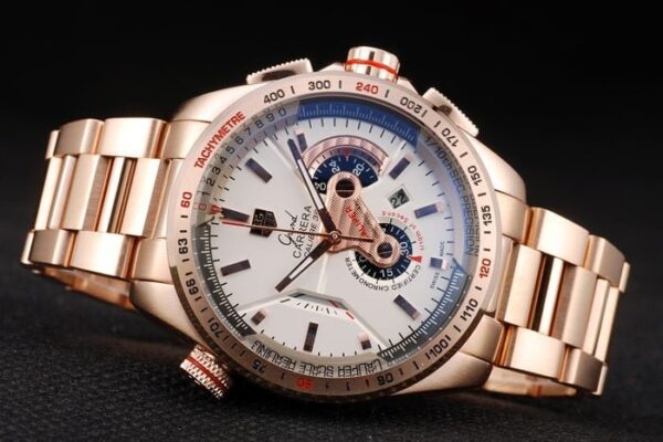Tag Heuer Carrera Rose Gold Case White Dial