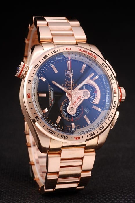 Tag Heuer Carrera Rose Gold Case Black Dial