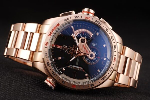 Tag Heuer Carrera Rose Gold Case Black Dial