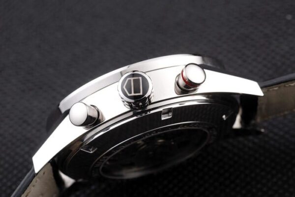 Swiss Tag Heuer Carrera Tachymeter Bezel Black Leather Strap Brown Checkered Dial