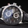 Swiss Tag Heuer Carrera Tachymeter Bezel Black Leather Strap Brown Checkered Dial