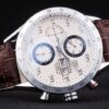 Swiss Tag Heuer Carrera Tachymeter Bezel Dark Brown Leather Strap White Dial