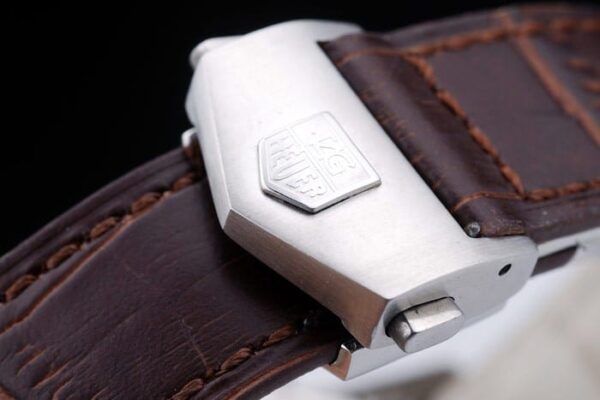 Swiss Tag Heuer Carrera Tachymeter Bezel Dark Brown Leather Strap White Dial