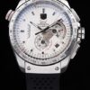 Swiss Tag Heuer Carrera Tachymeter Bezel Black Perforated Rubber Strap White Dial