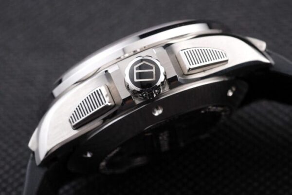 Swiss Tag Heuer Carrera Tachymeter Bezel Black Perforated Rubber Strap White Dial