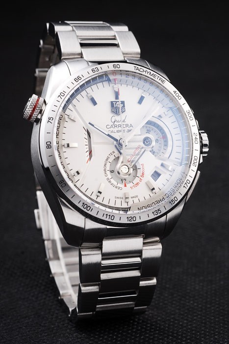 Swiss Tag Heuer Carrera Tachymeter Bezel Stainless Steel White Dial