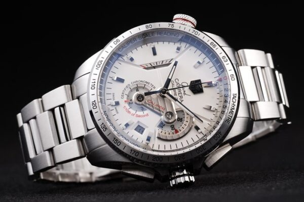 Swiss Tag Heuer Carrera Tachymeter Bezel Stainless Steel White Dial