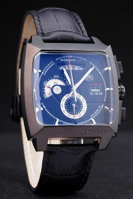 Tag Heuer Monaco Black Ceramic Case Black Dial Black Leather Strap