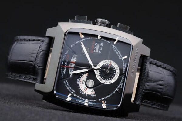 Tag Heuer Monaco Black Ceramic Case Black Dial Black Leather Strap