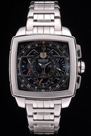 Tag Heuer Monaco Mikrograph Stainless Steel Strap Black Dial 7922