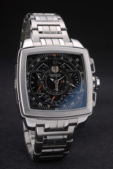 Tag Heuer Monaco Mikrograph Stainless Steel Strap Black Dial 7922