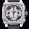 Tag Heuer Monaco Black-Green Perforated Leather Strap White Dial 80306