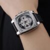 Tag Heuer Monaco Black-Green Perforated Leather Strap White Dial 80306