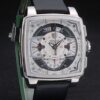 Tag Heuer Monaco Black-Green Perforated Leather Strap White Dial 80306