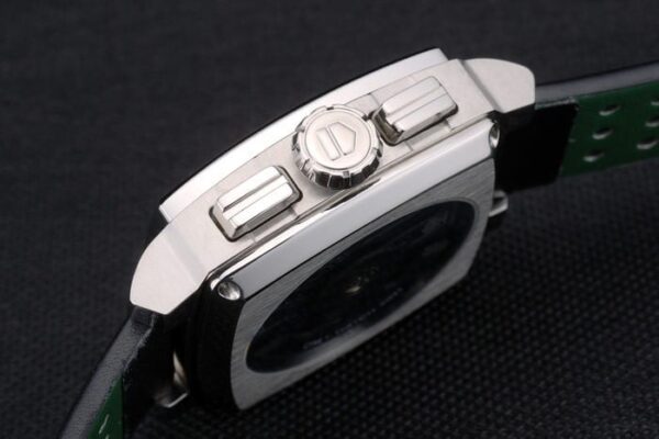 Tag Heuer Monaco Black-Green Perforated Leather Strap White Dial 80306