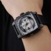 Tag Heuer Monaco Black-Red Perforated Leather Strap White Dial 80307