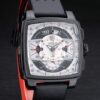 Tag Heuer Monaco Black-Red Perforated Leather Strap White Dial 80307