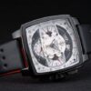 Tag Heuer Monaco Black-Red Perforated Leather Strap White Dial 80307