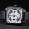 Tag Heuer Monaco Black-Red Perforated Leather Strap White Dial 80307