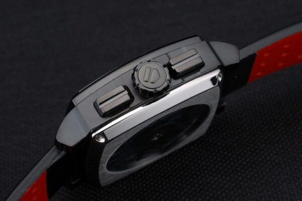Tag Heuer Monaco Black-Red Perforated Leather Strap White Dial 80307