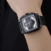 Tag Heuer Monaco Black-Red Perforated Leather Strap Black Dial 80309