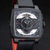 Tag Heuer Monaco Black-Red Perforated Leather Strap Black Dial 80309