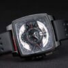 Tag Heuer Monaco Black-Red Perforated Leather Strap Black Dial 80309