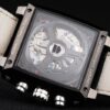 Tag Heuer Monaco Swiss Black Leather Strap Blue-Yellow Striped Black Dial