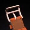 Hermes Heure H Rose Gold Bezel Orange Leather Strap White Dial 80234