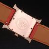 Hermes Heure H Rose Gold Bezel White Dial Red Leather Strap 80233