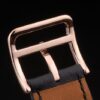 Hermes Heure H Rose Gold Bezel Black Leather Strap White Dial 80235