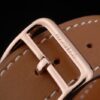Hermes Heure H Rose Gold Bezel Diamond Encrusted Tan Leather Strap White Dial 80236