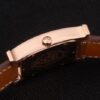 Hermes Heure H Rose Gold Bezel Diamond Encrusted Tan Leather Strap White Dial 80236