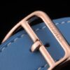 Hermes Heure H Rose Gold Diamond Encrusted Bezel Blue Leather Strap White Dial 80238