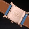 Hermes Heure H Rose Gold Diamond Encrusted Bezel Blue Leather Strap White Dial 80238